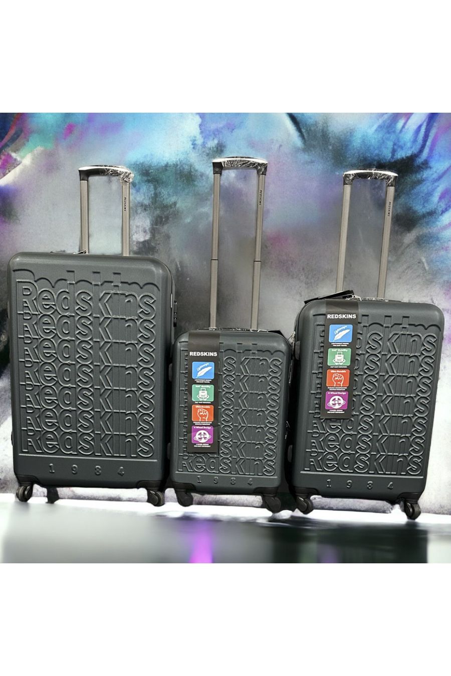 Set of 3 REDSKINS duck green suitcases Leger, solid, design, rigid, very classy, durable in ABS - 3