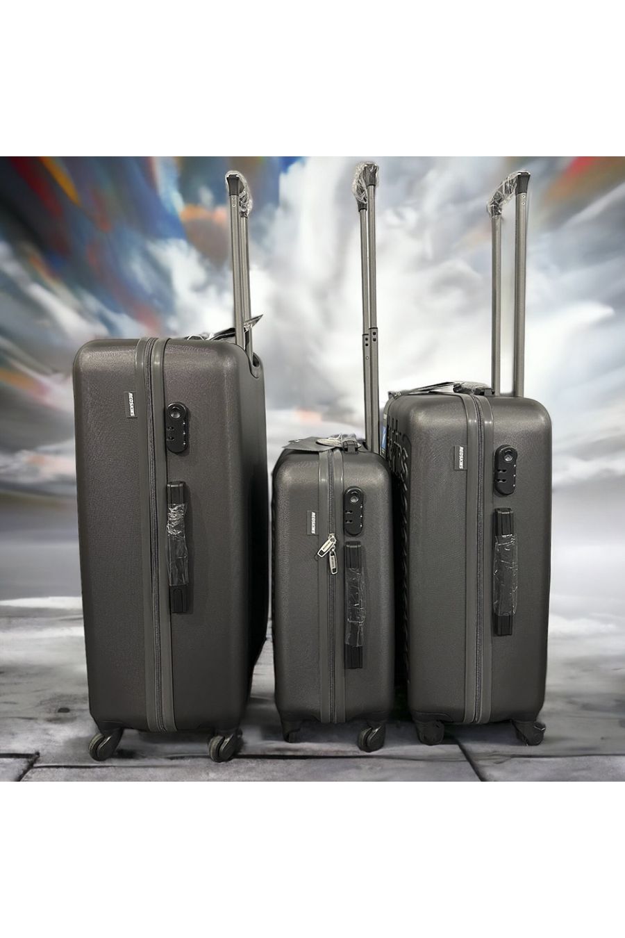 Set of 3 dark gray REDSKINS suitcases Leger, solid, design, rigid, very classy, durable in ABS - 1