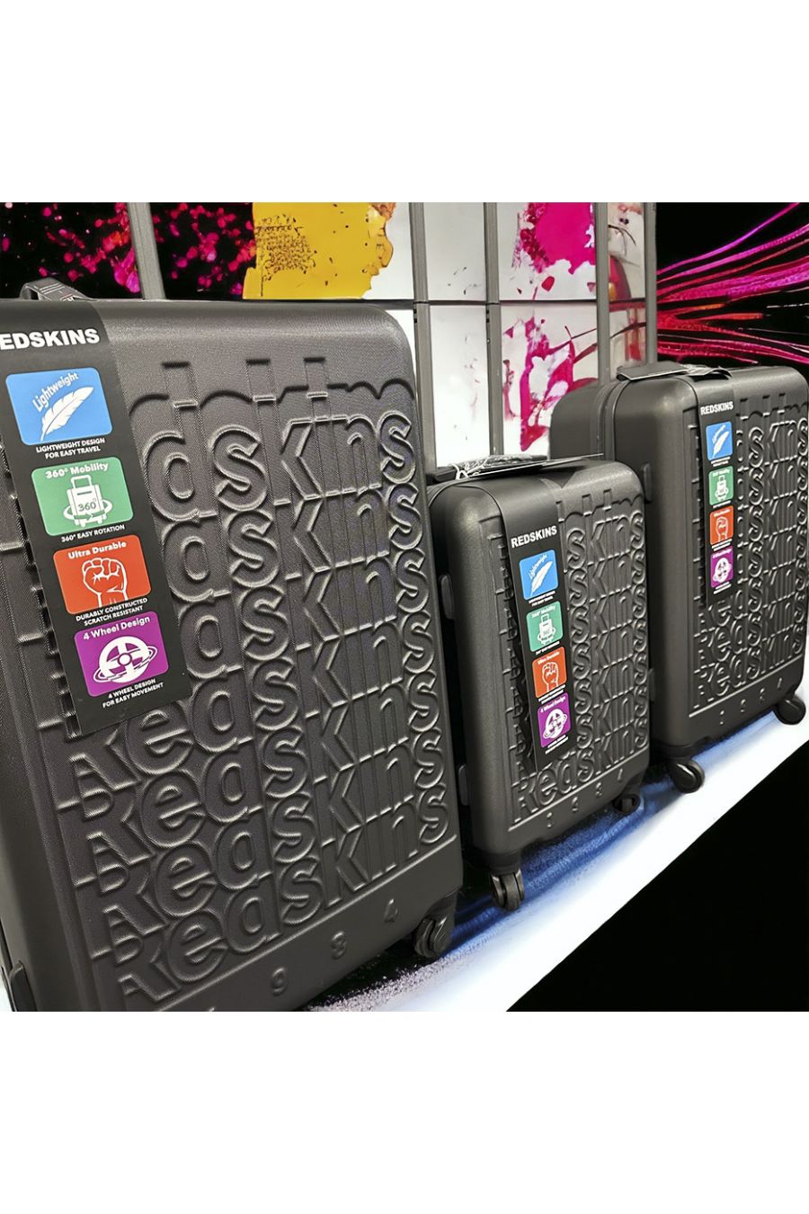 Set van 3 donkergrijze REDSKINS koffers Leger, solide, design, stijf, zeer stijlvol, duurzaam in ABS - 2