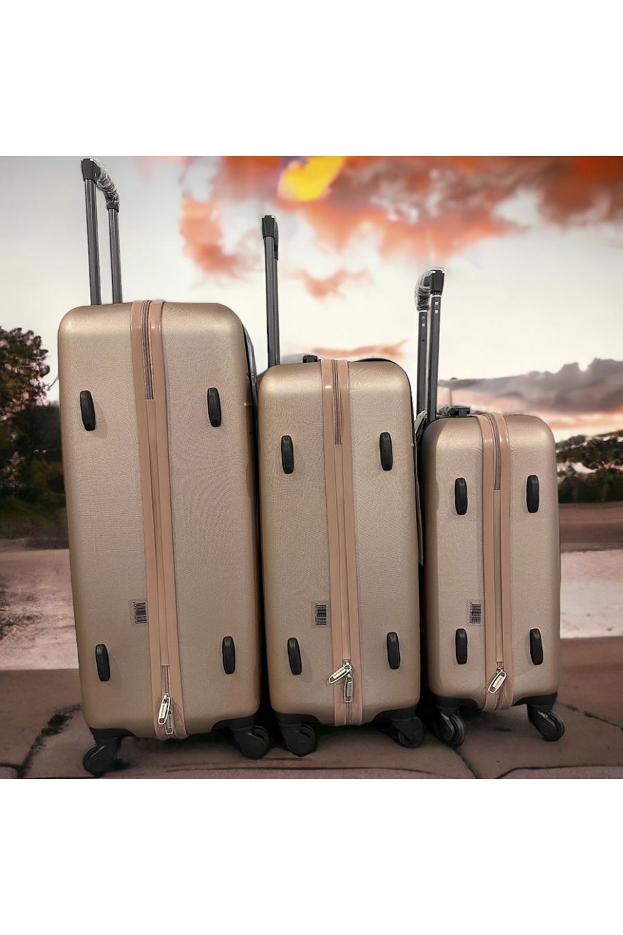 Set van 3 koffers CHEVIGNON roségoud Leger, solide, design, stijf, zeer stijlvol, duurzaam in ABS - 1