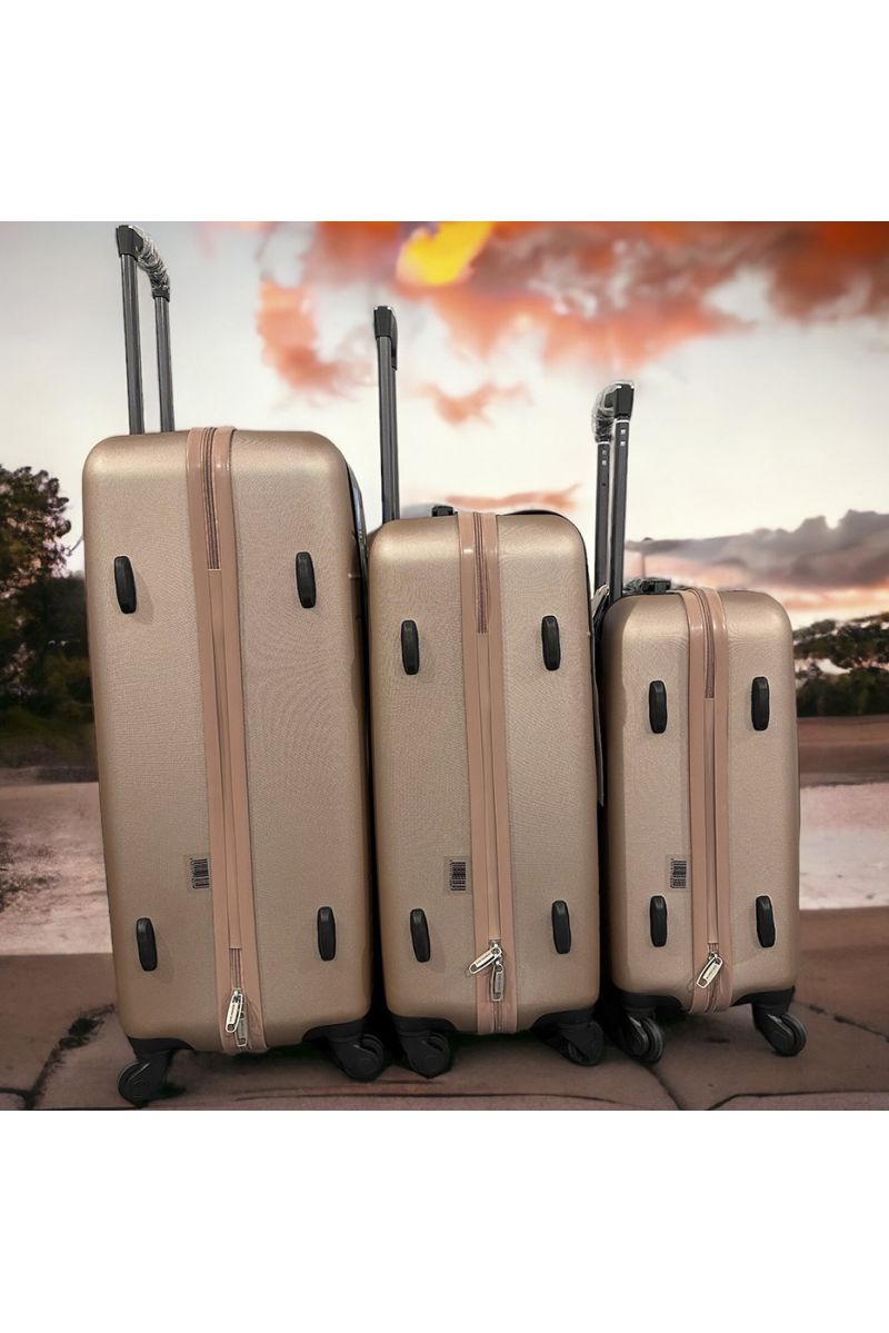 Set of 3 suitcases CHEVIGNON rose gold Leger, solid, design, rigid, very classy, durable in ABS - 1 Set of 3 suitcases CHEVIGNON rose gold Leger, solid, design, rigid, very classy, durable in ABS - 1