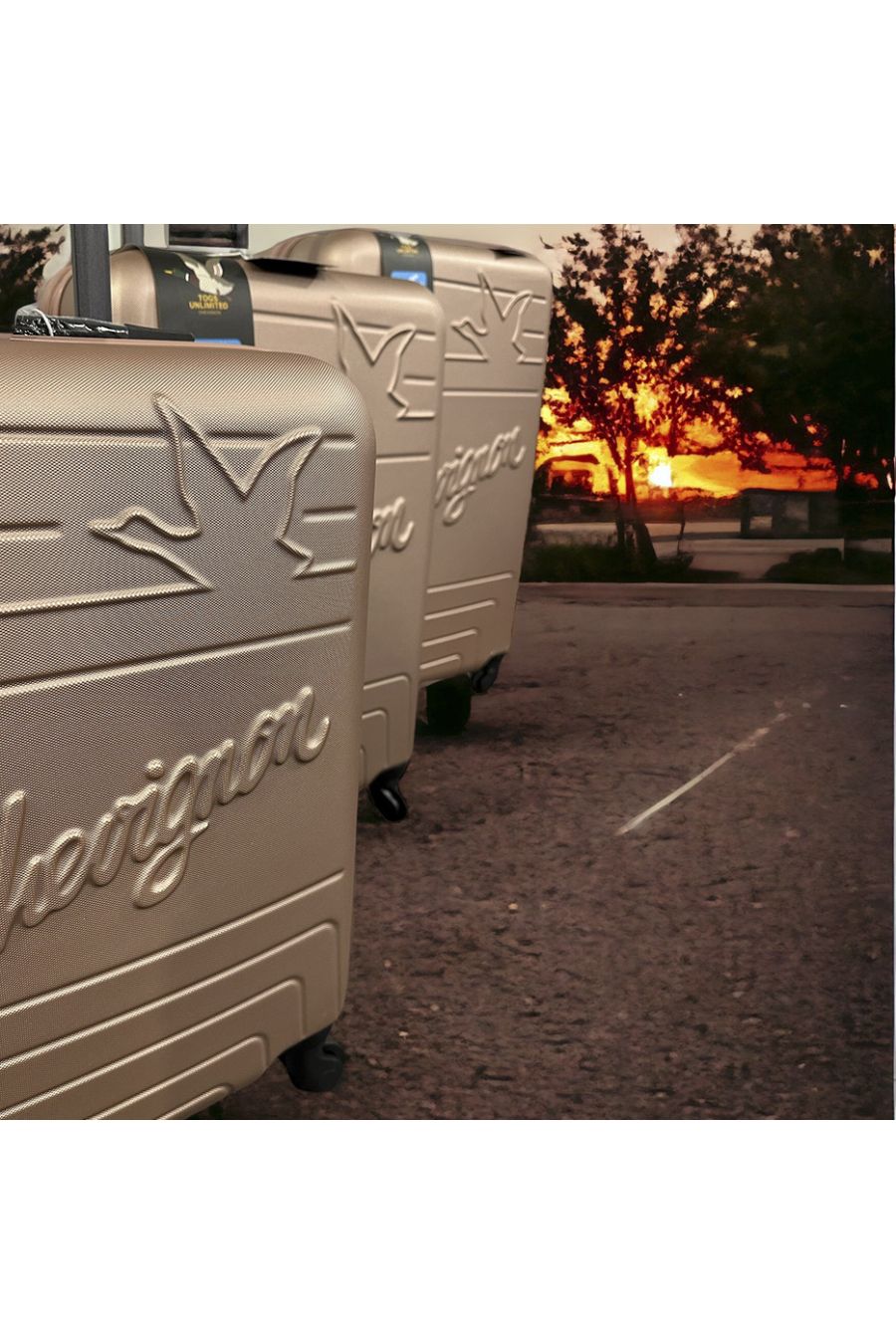 Set of 3 suitcases CHEVIGNON rose gold Leger, solid, design, rigid, very classy, durable in ABS - 3