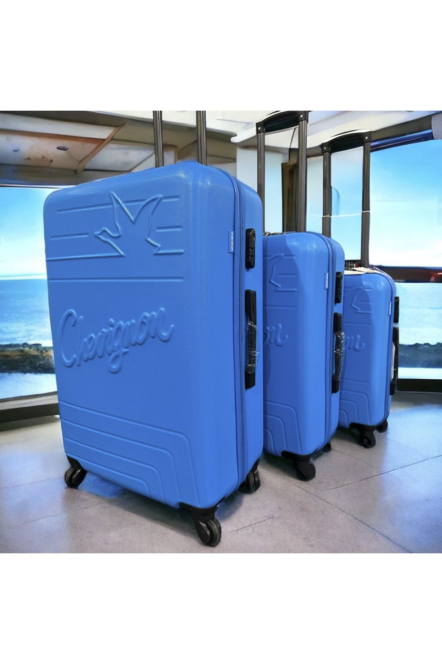 Set van 3 hemelsblauwe koffers CHEVIGNON Licht, stevig, design, stijf, zeer stijlvol, duurzaam in ABS - 1