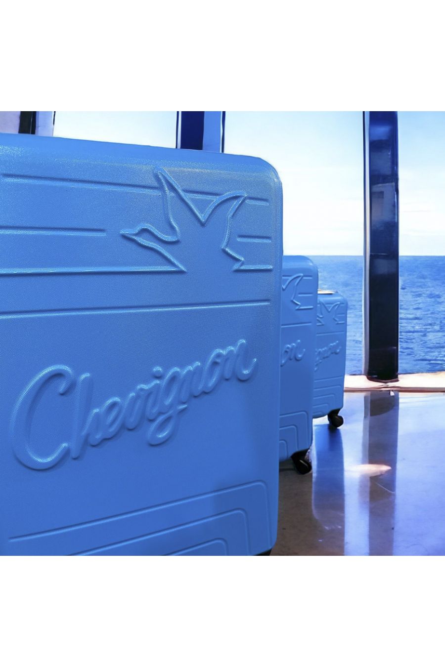 Set of 3 sky blue CHEVIGNON suitcases Light, solid, design, rigid, very classy, durable in ABS - 2