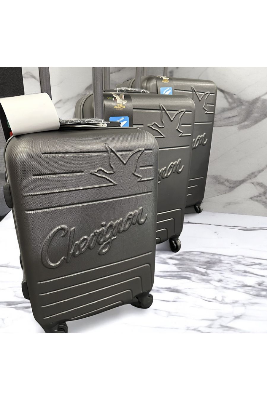 Set of 3 suitcases CHEVIGNON light khaki, solid, design, rigid, very classy, durable in ABS - 2