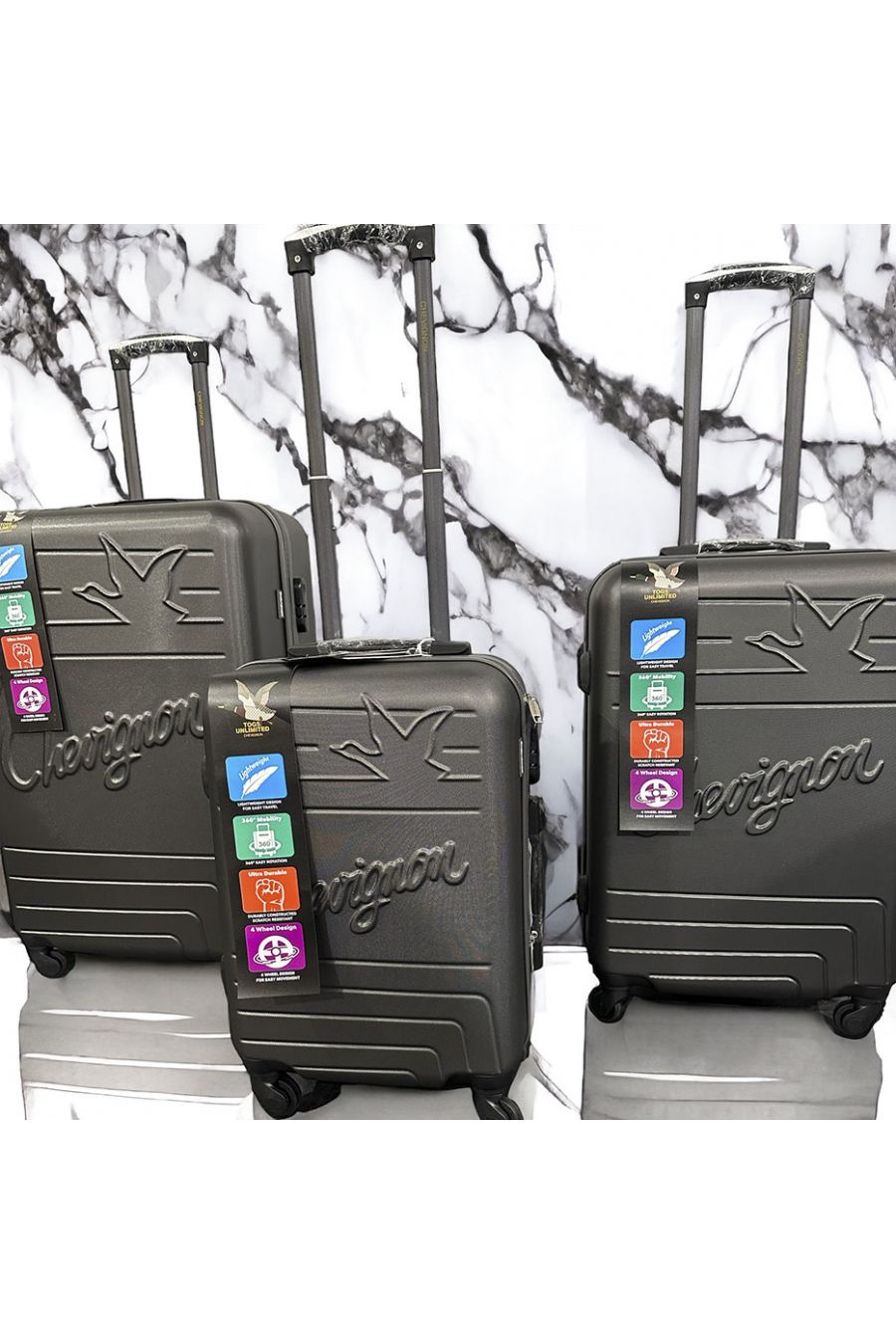 Set de 3 valises CHEVIGNON kaki Leger, solide, design, rigide, très class, durable en ABS - 3