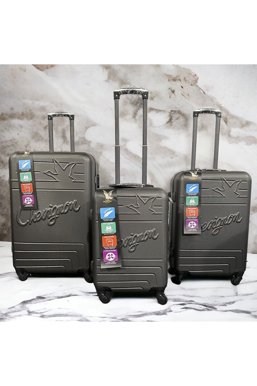 Set of 3 suitcases CHEVIGNON light khaki, solid, design, rigid, very classy, durable in ABS - 4