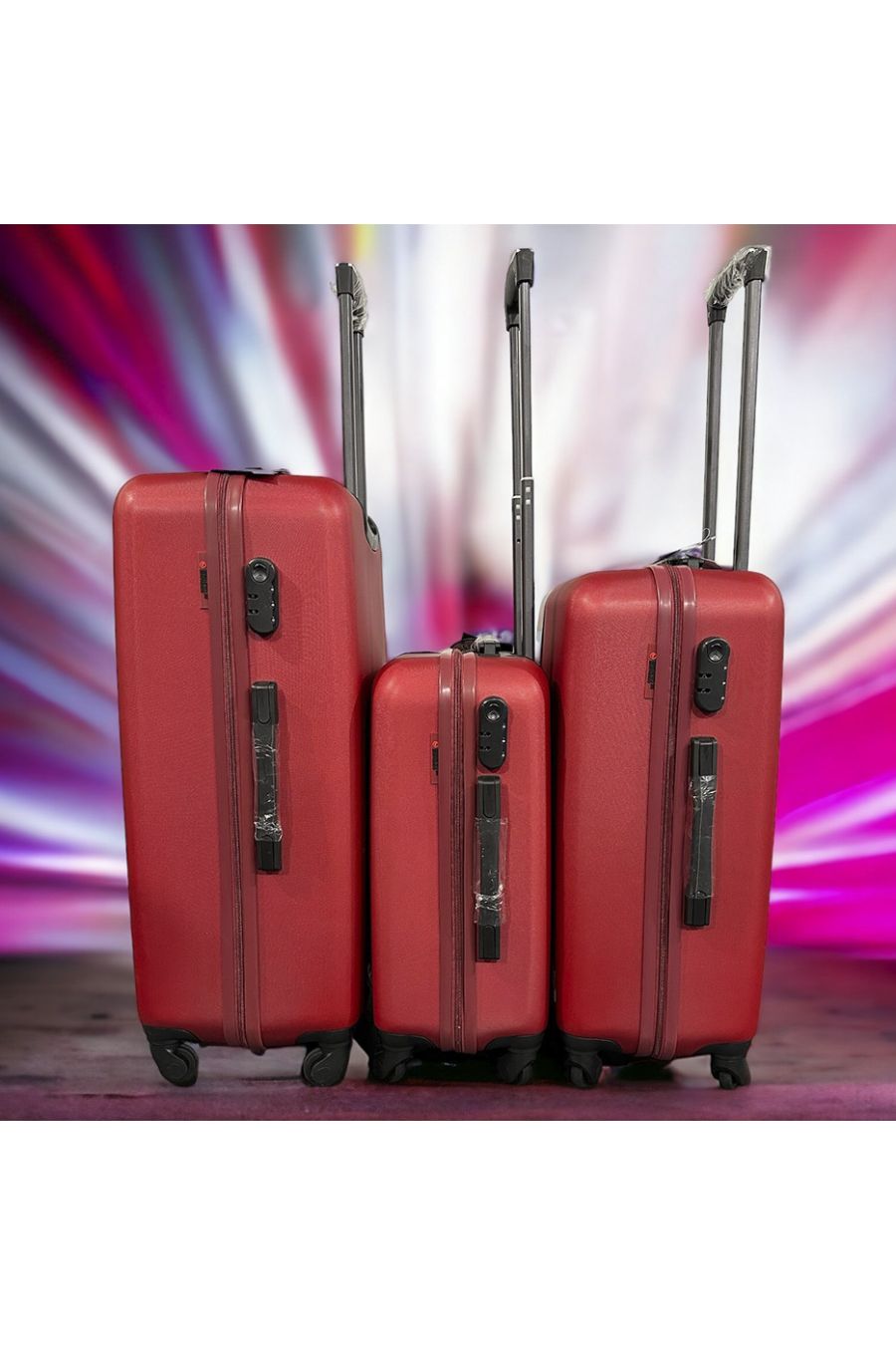 Set of 3 suitcases COMPAGNIE DE CALIFORNIE red Light, solid, design, rigid, very classy, durable in ABS - 1