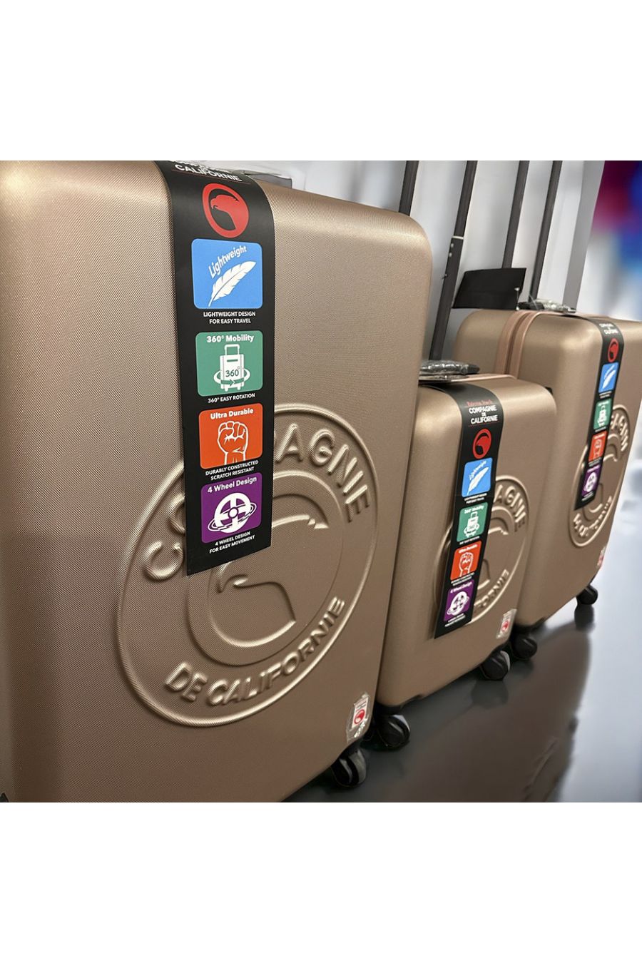 Set de 3 valises COMPAGNIE DE CALIFORNIE rose gold Leger, solide, design, rigide, très class, durable en ABS - 2