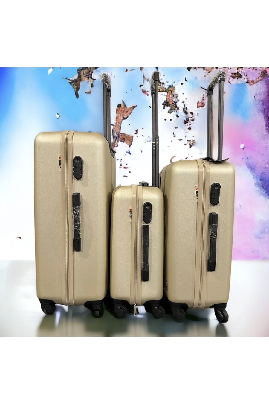 Set of 3 COMPAGNIE DE CALIFORNIE beige suitcases Light, solid, design, rigid, very classy, durable in ABS - 1