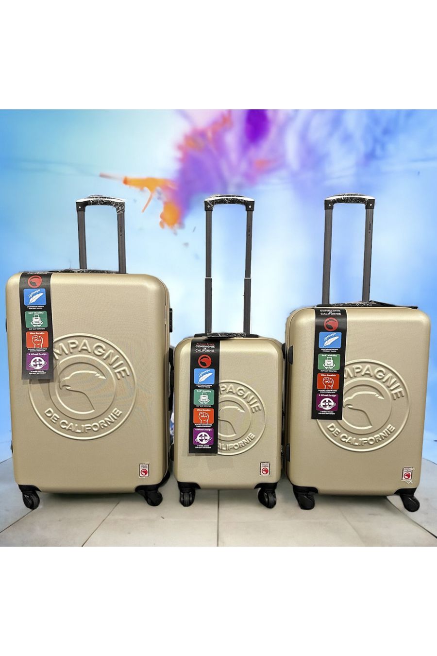 Set of 3 COMPAGNIE DE CALIFORNIE beige suitcases Light, solid, design, rigid, very classy, durable in ABS - 3