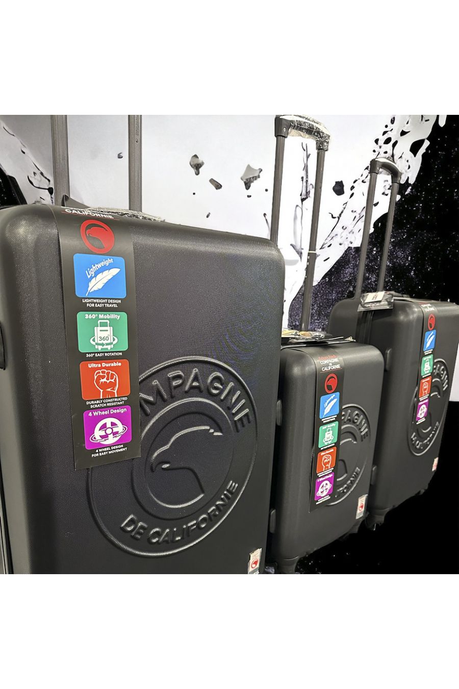 Set of 3 black COMPAGNIE DE CALIFORNIE suitcases Light, solid, design, rigid, very classy, durable in ABS - 2