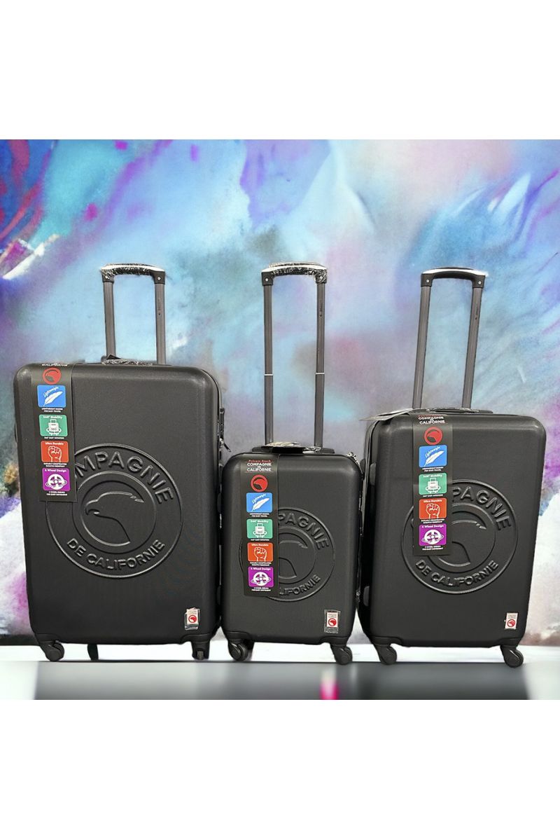 Set of 3 black COMPAGNIE DE CALIFORNIE suitcases Light, solid, design, rigid, very classy, durable in ABS - 3 Set of 3 black COMPAGNIE DE CALIFORNIE suitcases Light, solid, design, rigid, very classy, durable in ABS - 3