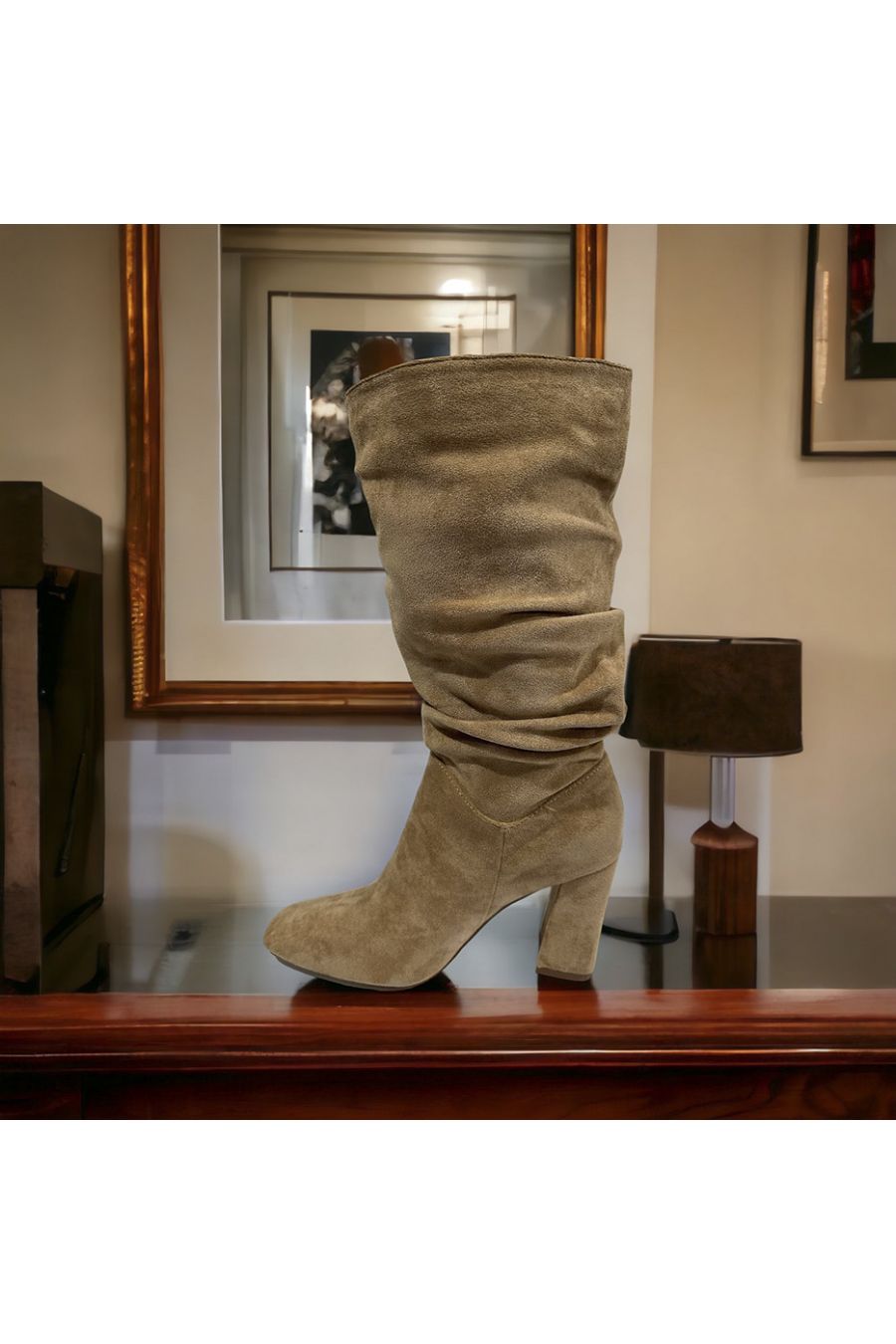 Beige suedette boot - 1