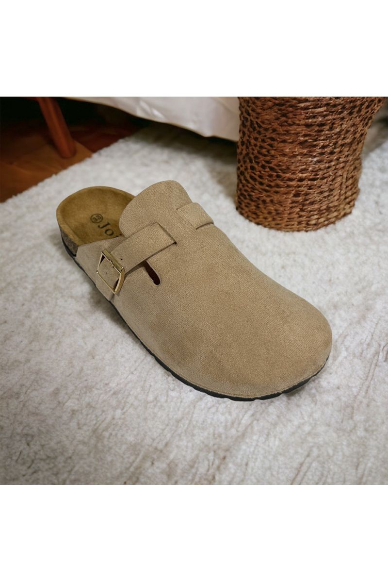 Beige suède muiltjes - 2