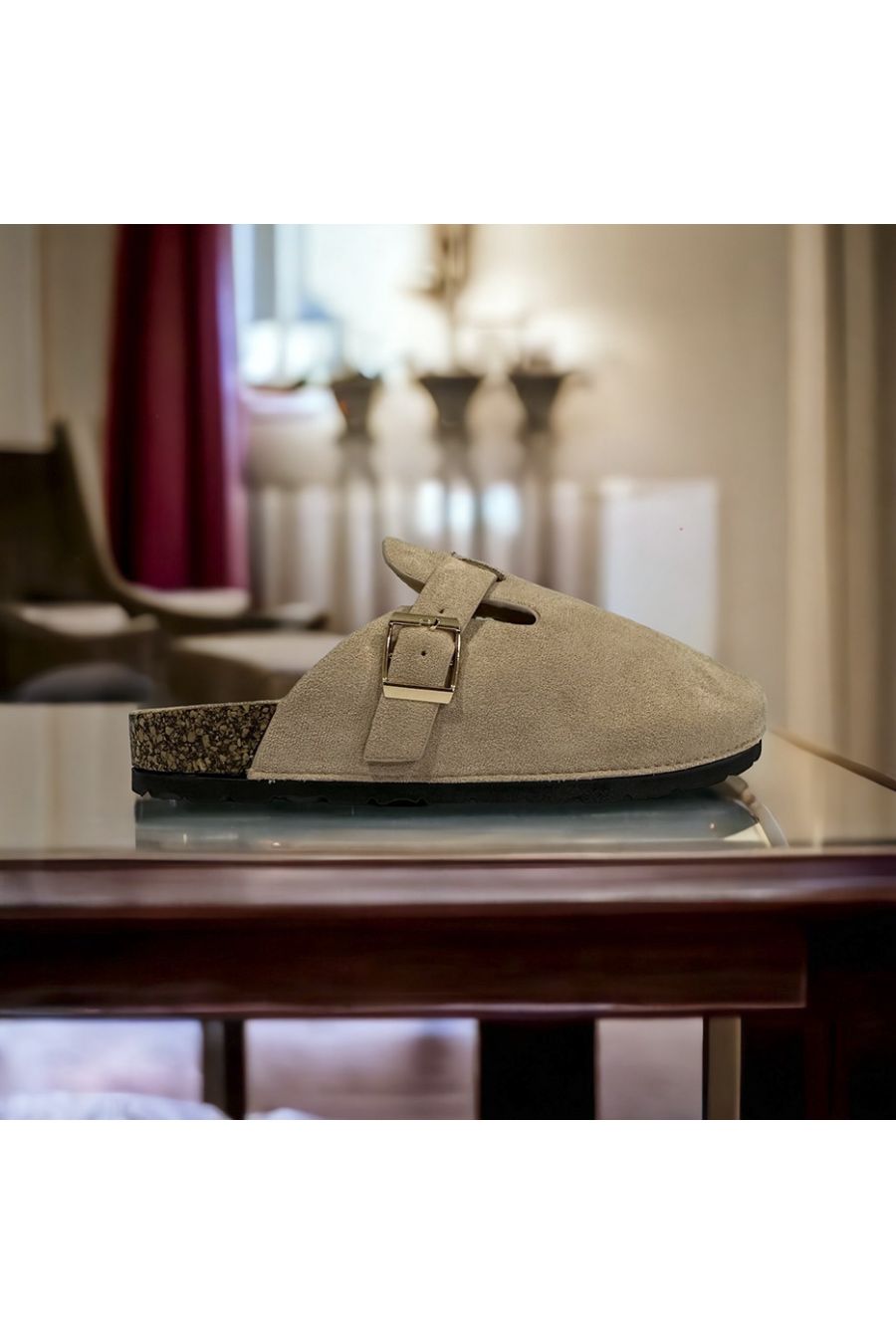 Mules en suédine beige - 3