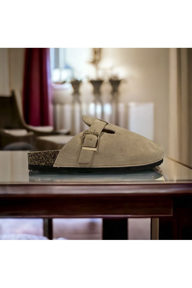 Beige suède muiltjes - 3
