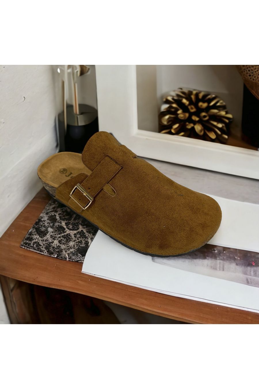 Camel suedette mules - 2
