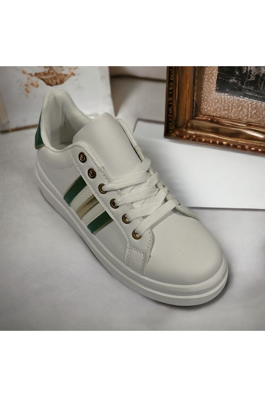 Very chic golden white and green basket - 2