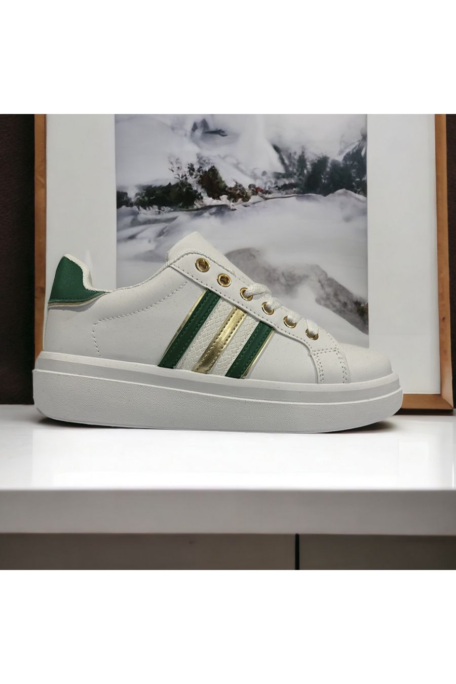 Very chic golden white and green basket - 3
