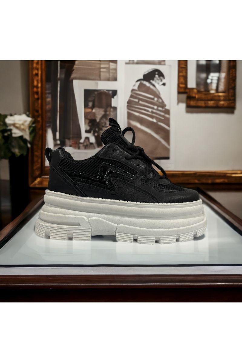 Haute basket inspi noir et blanc compensé  - 3