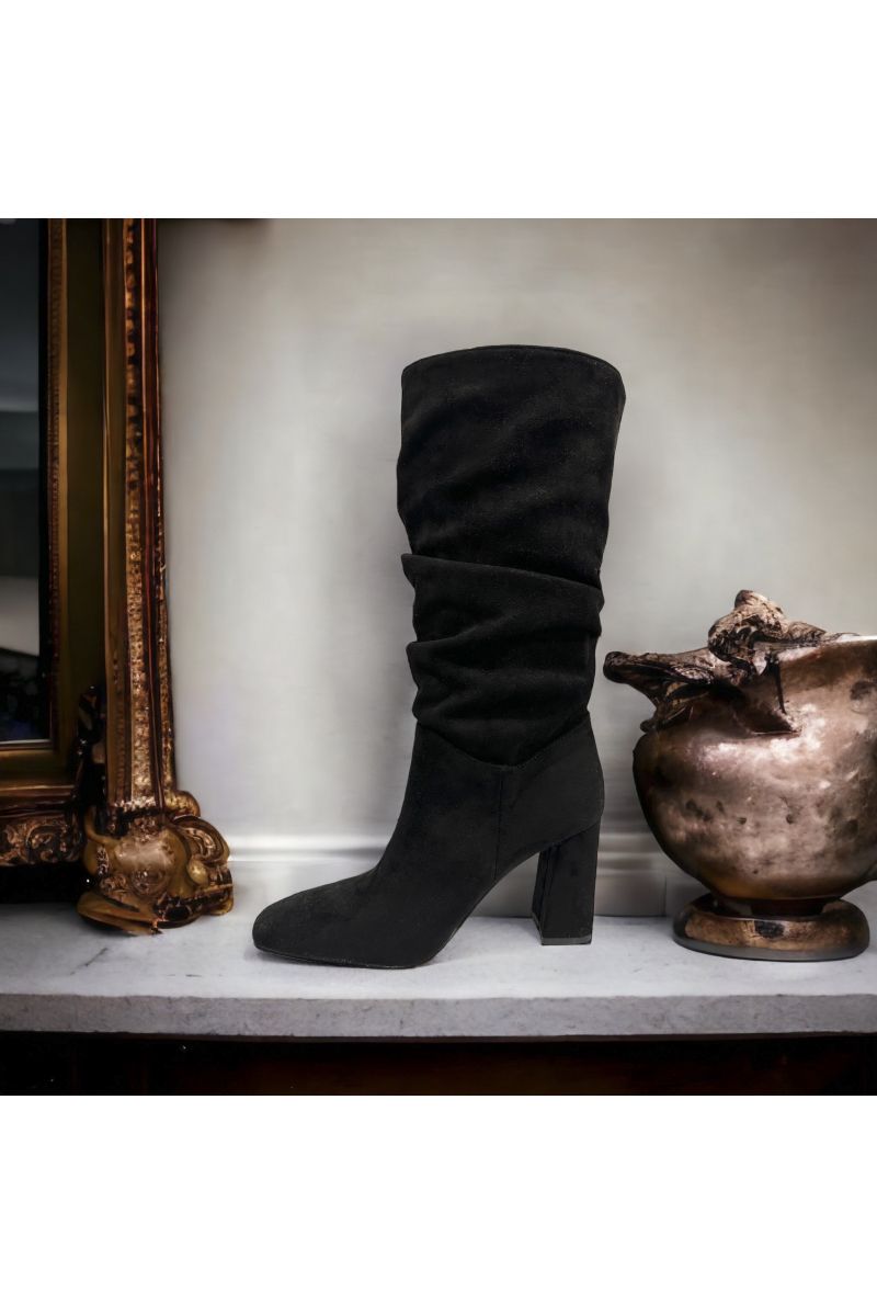 Black suedette boot - 1