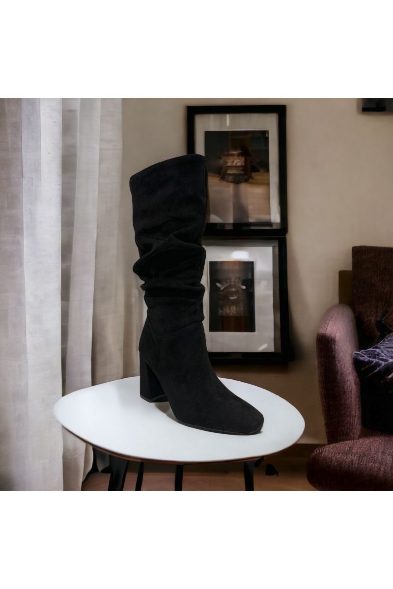 Black suedette boot - 2