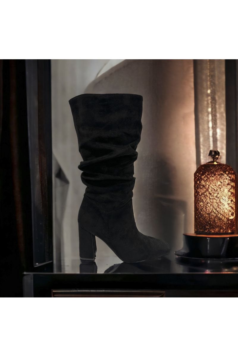 Black suedette boot - 3