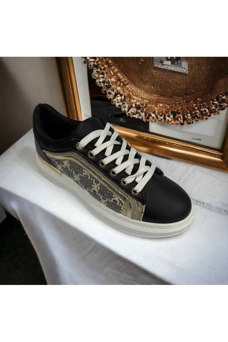 Black and gold basket with pattern inspired - 2