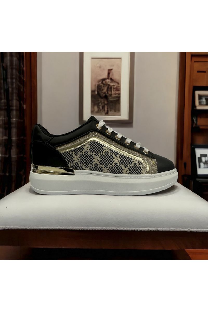 Black and gold basket with pattern inspired - 3