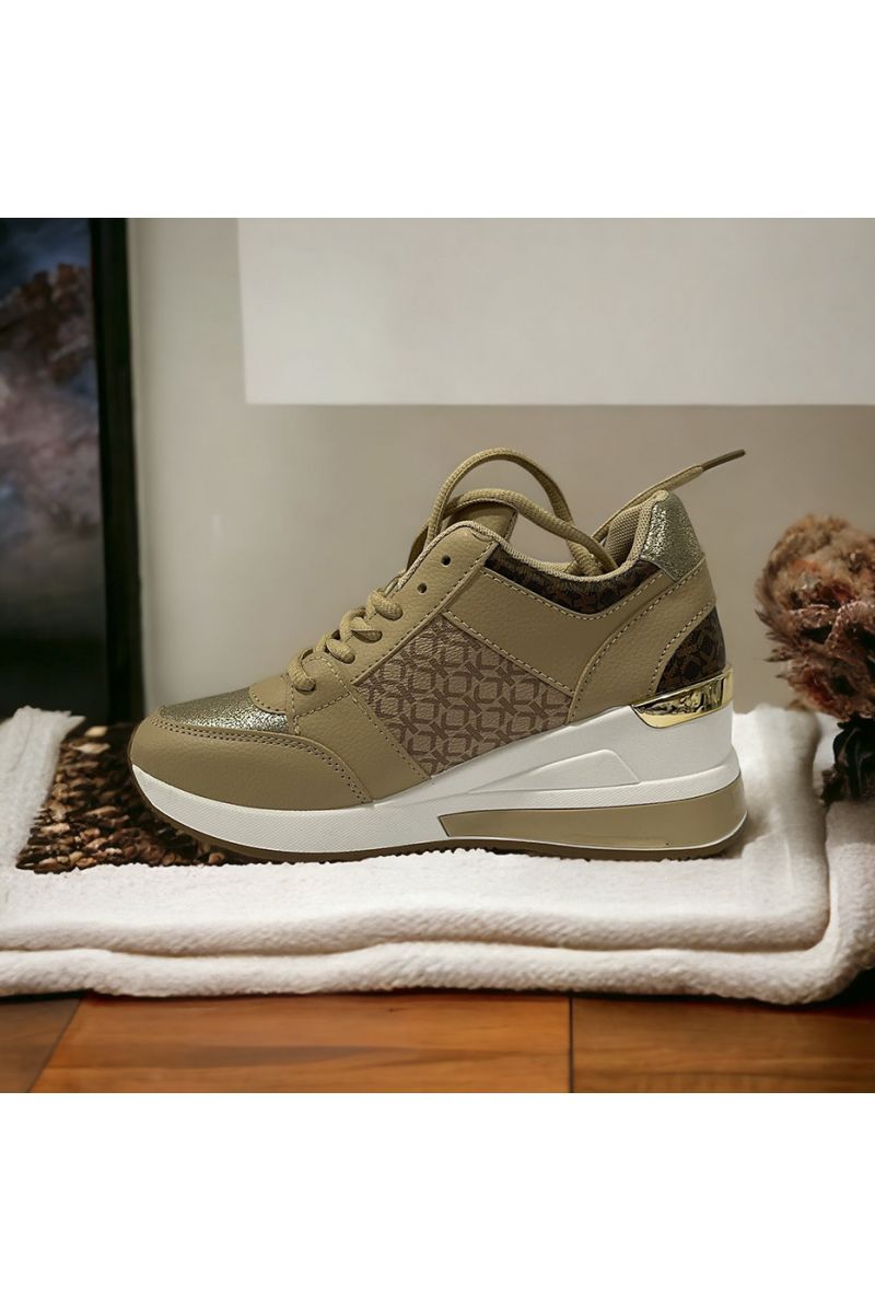 Taupe wedge geïnspireerde sneaker - 1