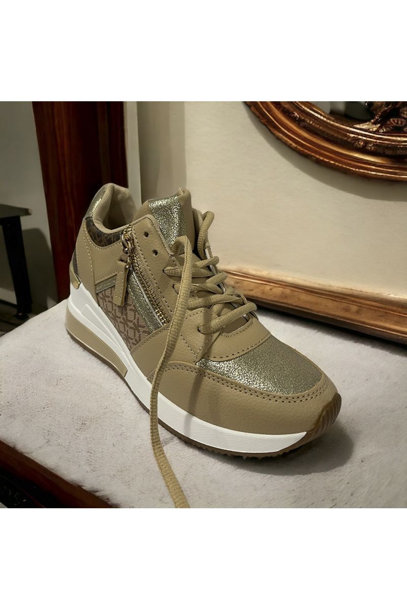 Taupe wedge geïnspireerde sneaker - 2