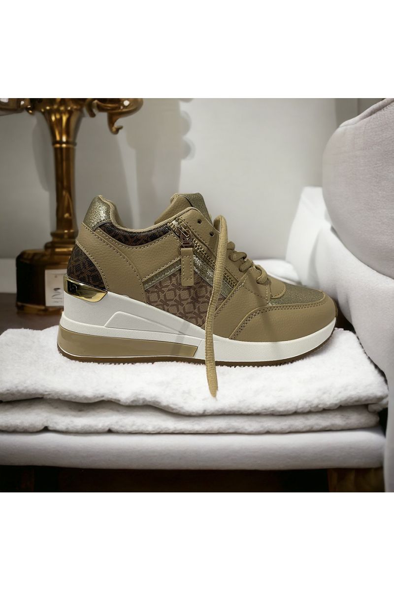 Taupe wedge geïnspireerde sneaker - 3