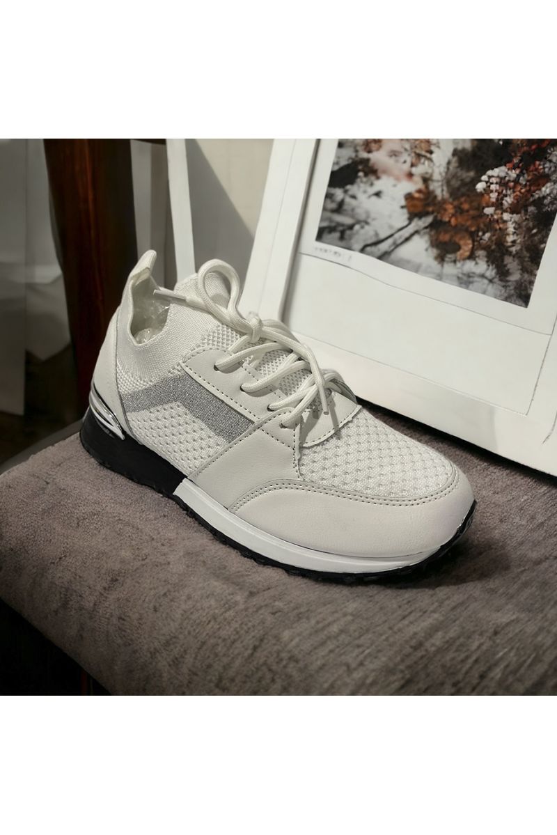 Basket chaussette blanc et argenté - 2