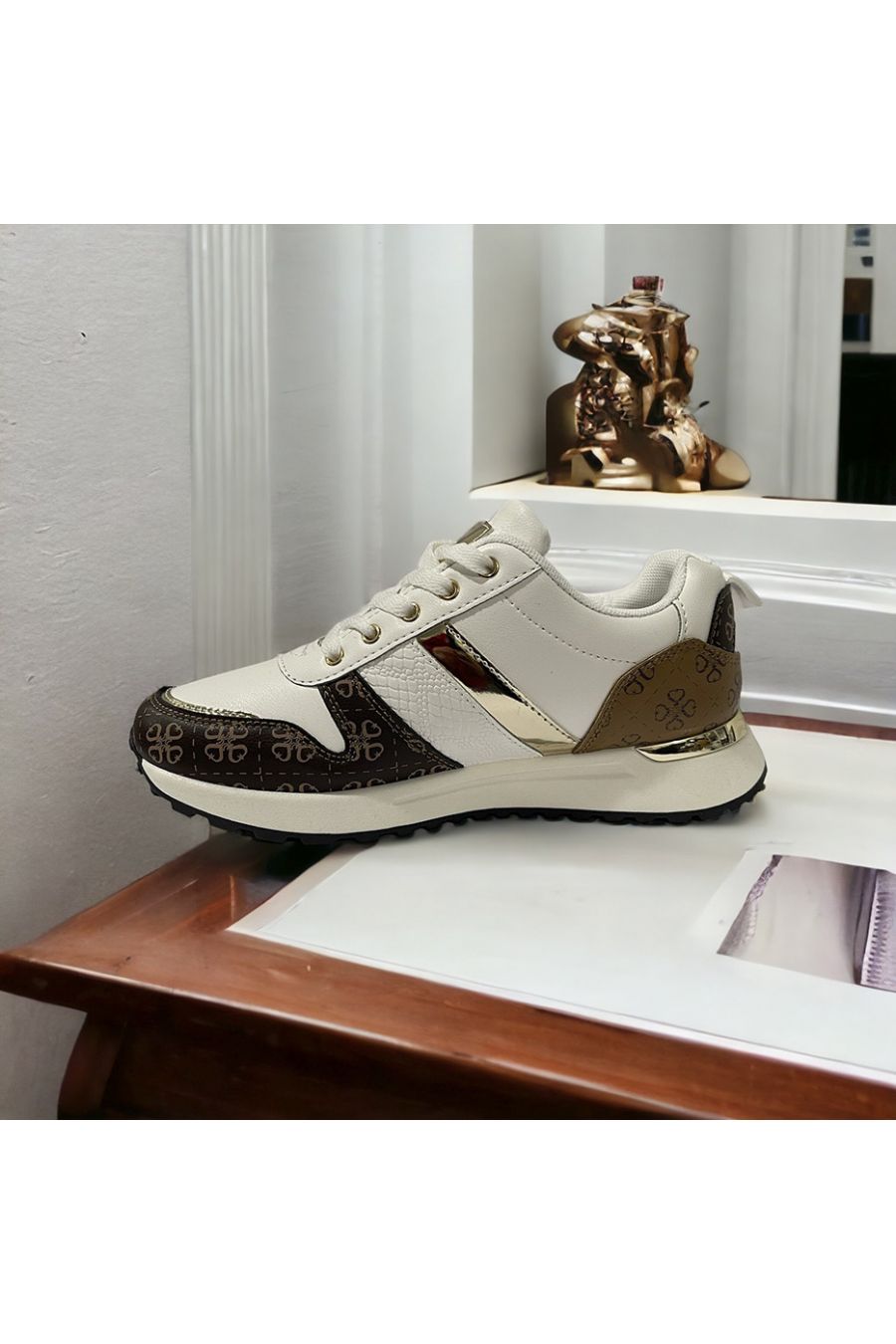 Brown white inspired sneaker - 1