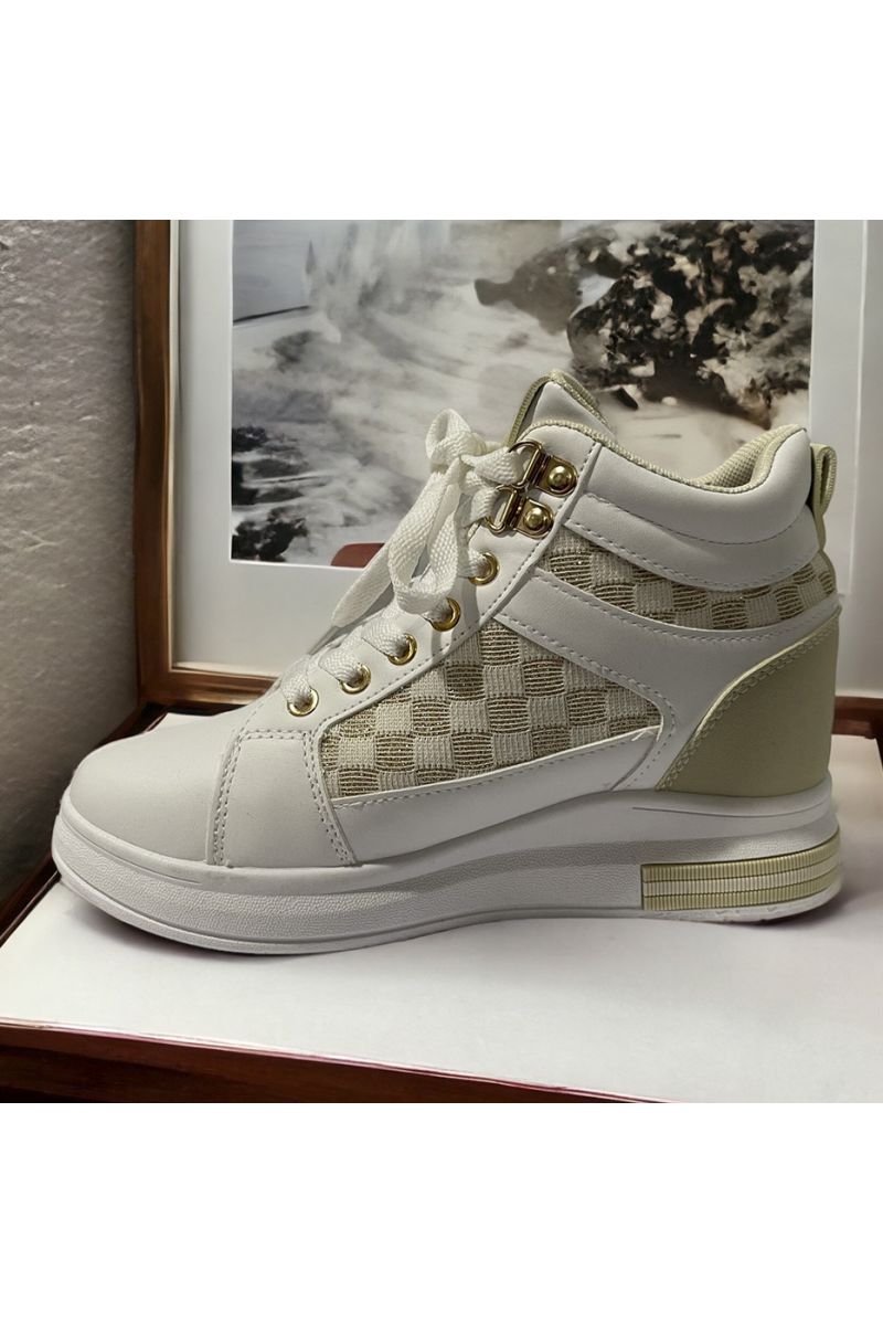 Witte en gouden hoge sneaker - 1