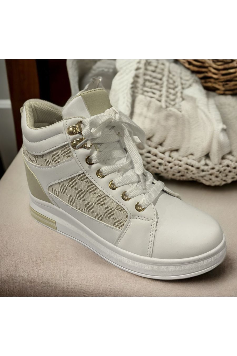 Basket montante blanche et dorée - 2