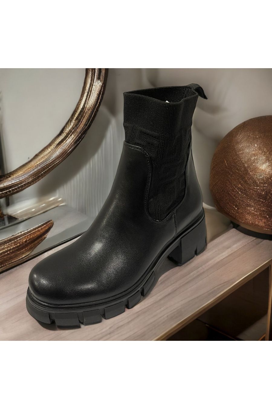 Inspired black ankle boot - 1