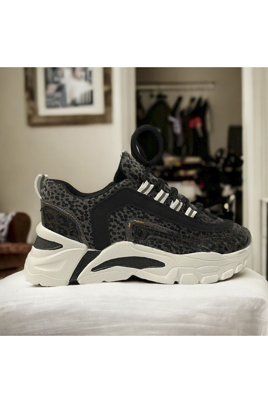 Basket noir motif léopard - 3