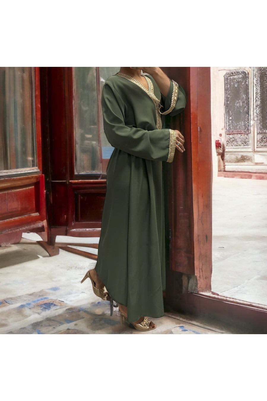 Abaya Qamar kaki - 1