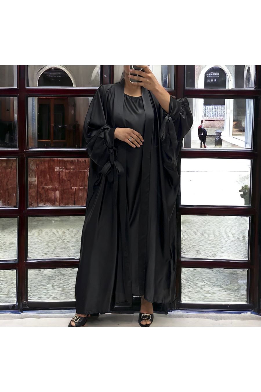 Very ample black satin vest and dress Rayhana - 1