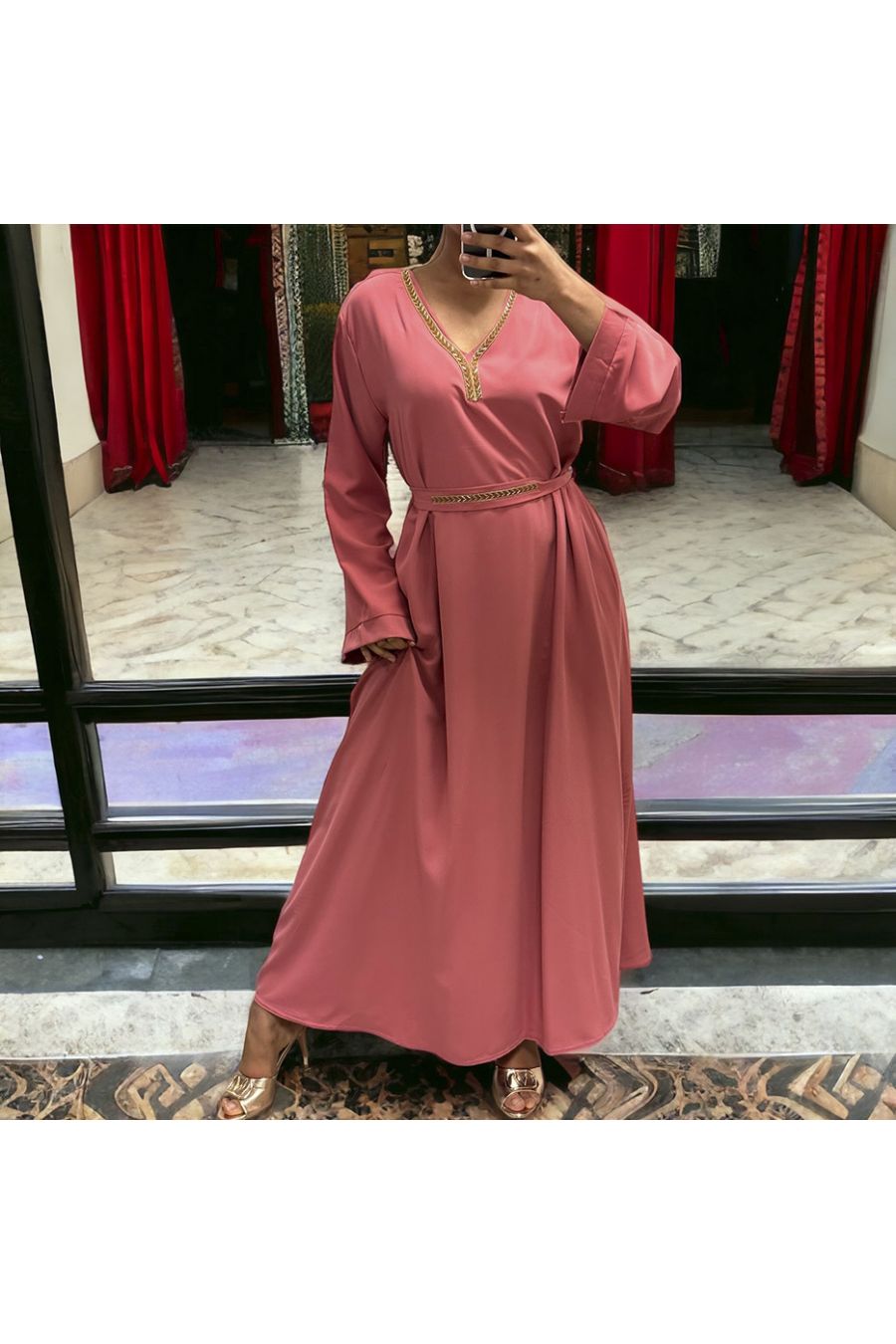 Abaya Rania corail - 4