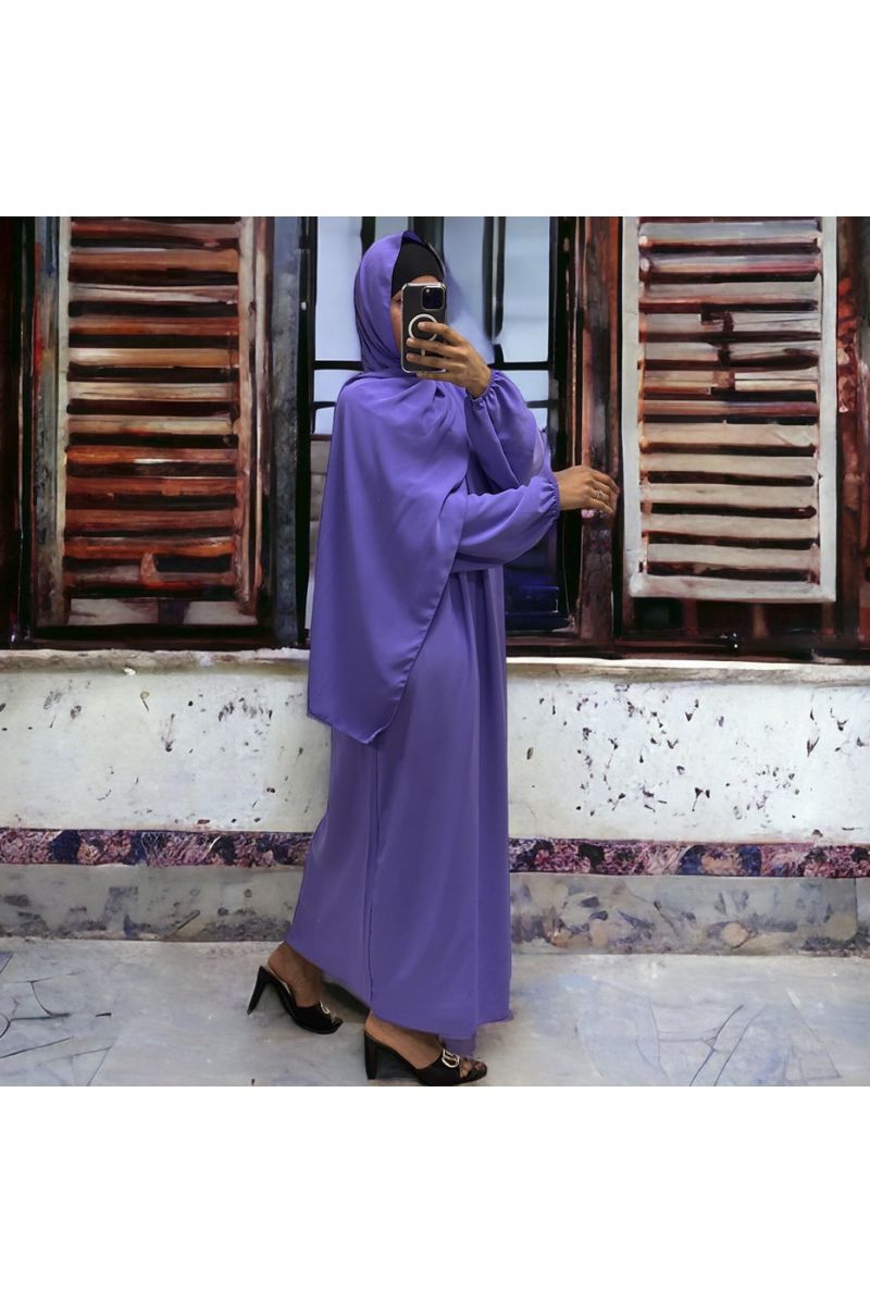 Abaya lilac with integrated veil in vitamin color - 1