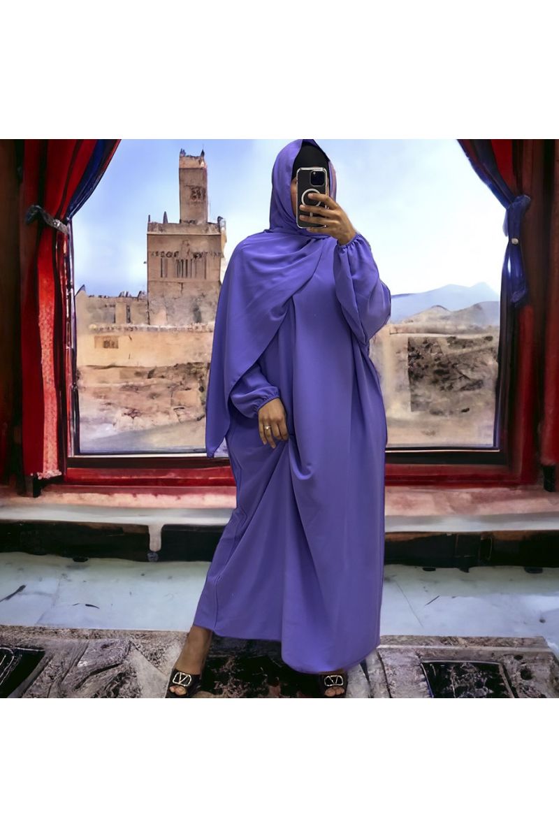 Abaya lilac with integrated veil in vitamin color - 3