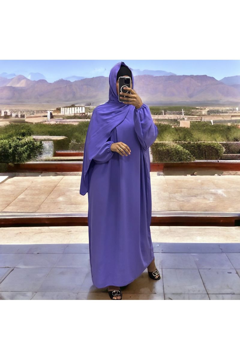 Abaya lilac with integrated veil in vitamin color - 4