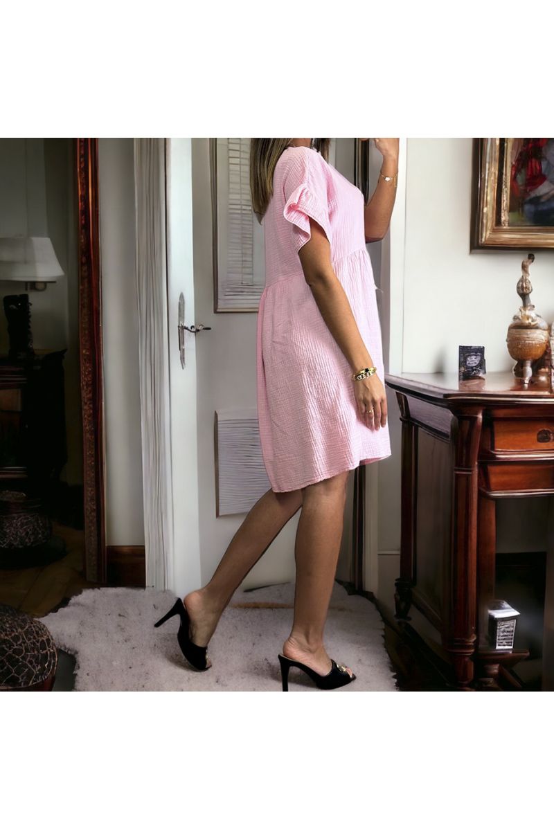 Pink cotton gas tunic dress up to size 44 - 1