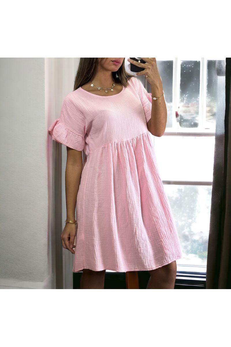 Pink cotton gas tunic dress up to size 44 - 2