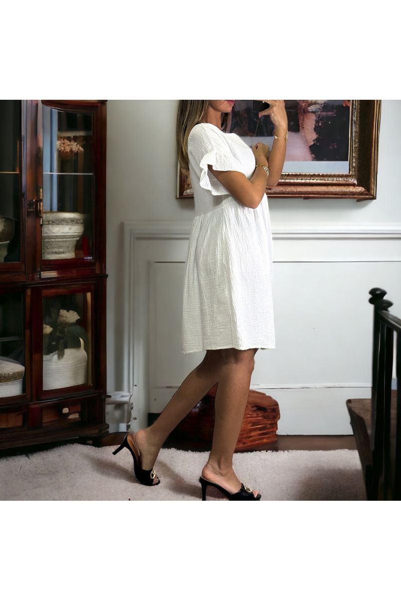 Robe tunique en gaz de coton blanc allant jusqu'au 44 - 1