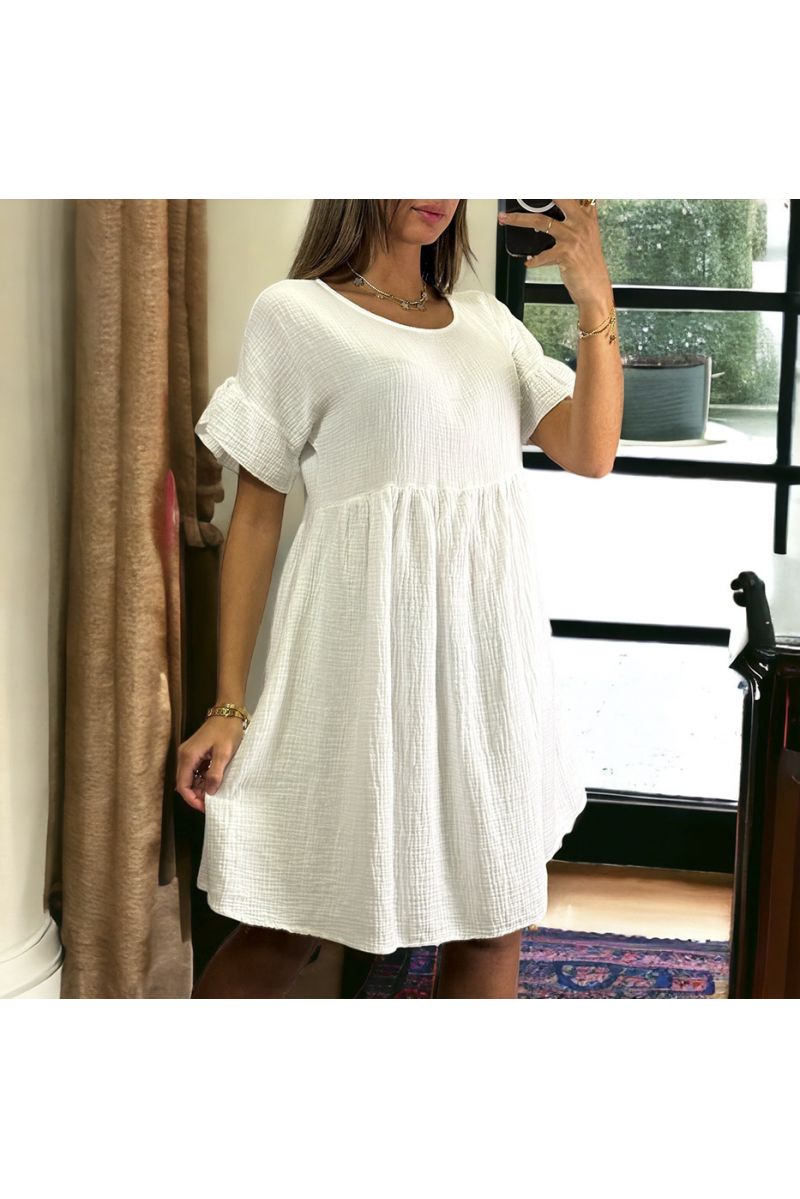 Robe tunique en gaz de coton blanc allant jusqu'au 44 - 2