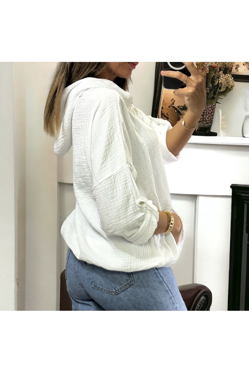 White cotton gas hoodie up to size 46 - 1